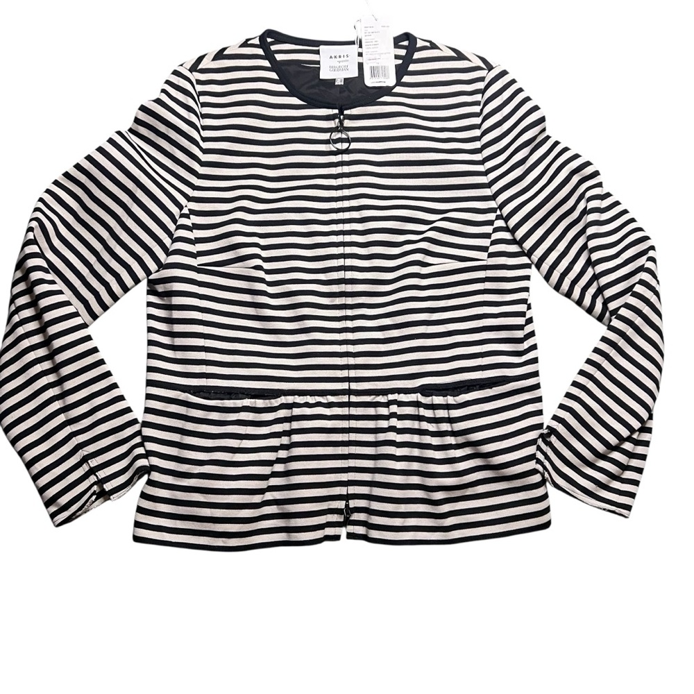 Akris Punto Black & White Striped Blazer Women’s 12 NWT Retail $1200!